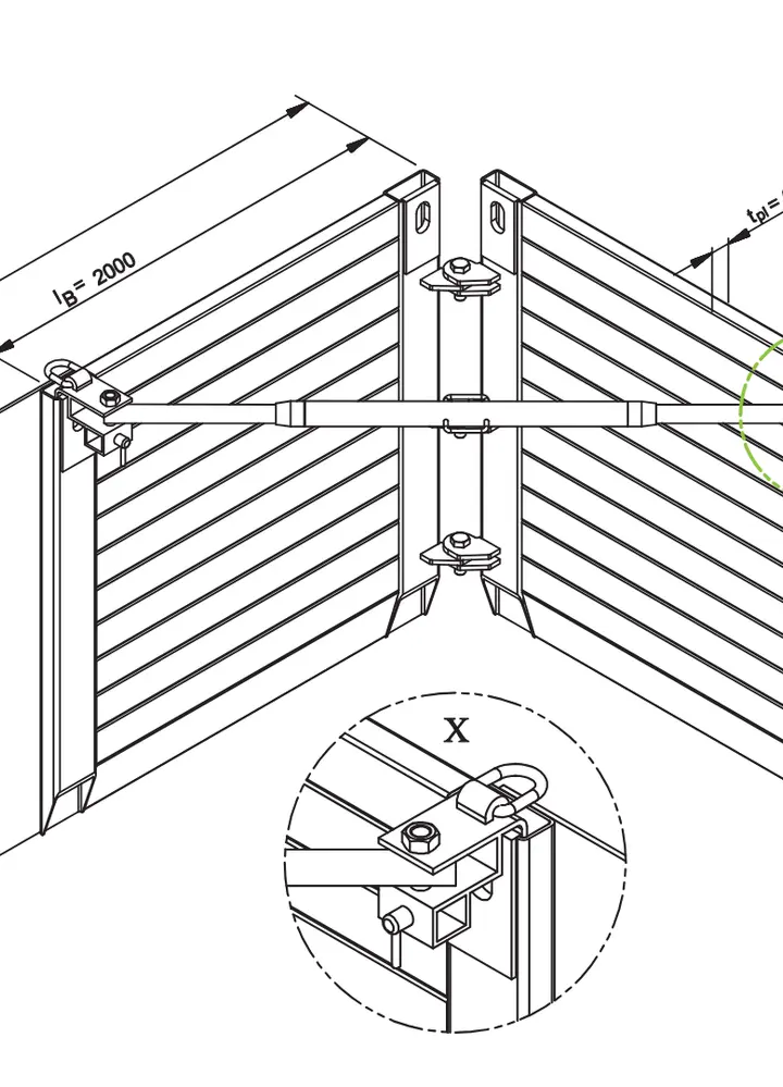 Angle de blindage KRINGS UVP l=2,00 m x h=2,35 m 