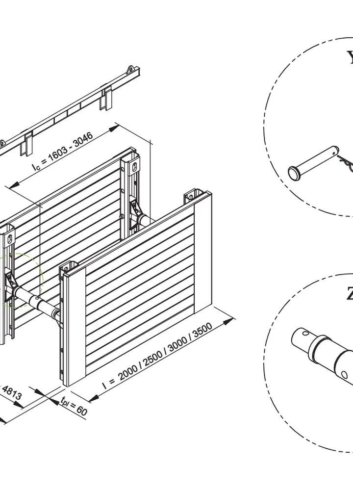 KRINGS KS 60 l=2.50 m x h=1.30 m (SP 98x550) top box 