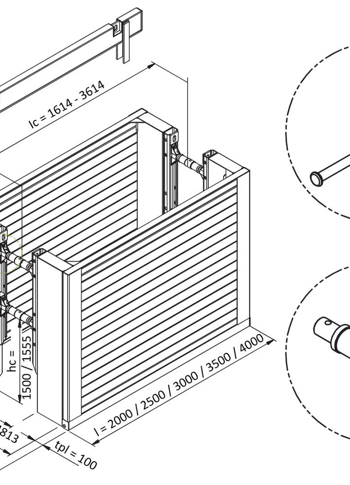 KRINGS KS100 Eck l=3,50m x h=2,40m (SP 98x550) caisson base 