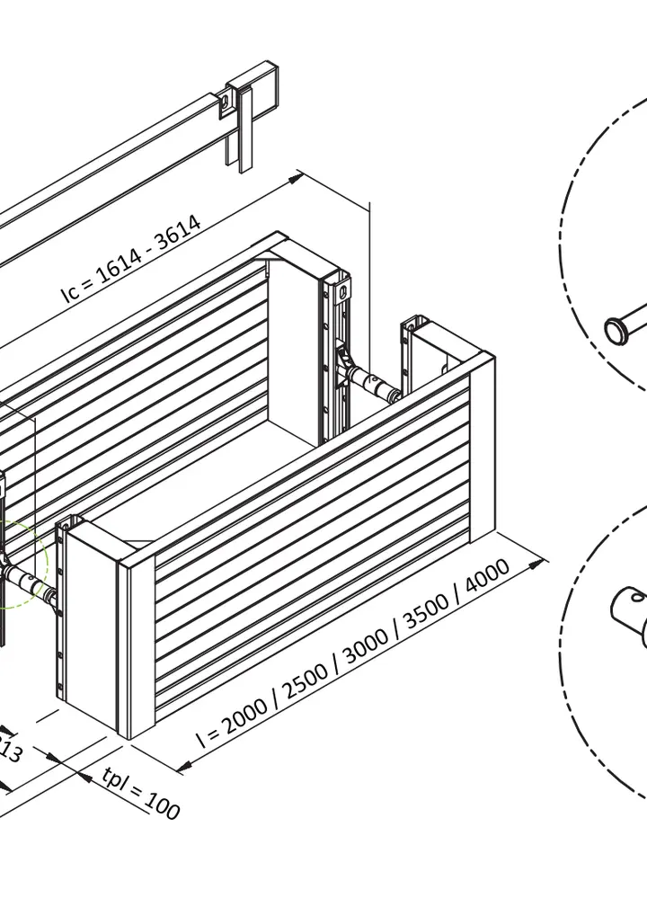 KRINGS KS100 Eck l=3,00m x h=1,40m (SP 98x550) caisson réh. 