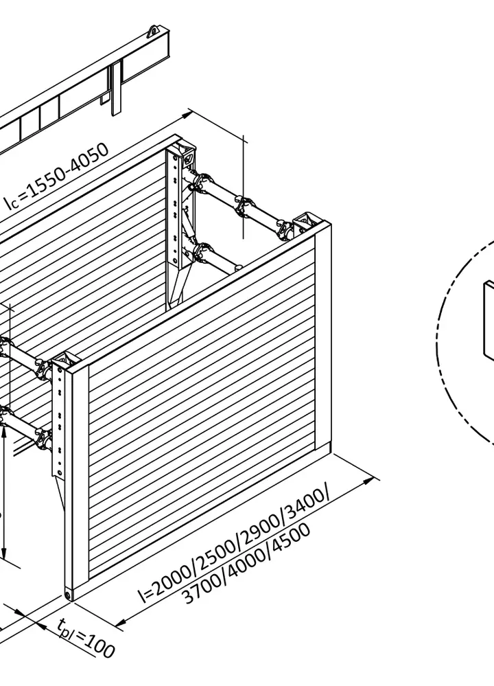 E+S Medium L=2,90 m x H=2,60 m Grundbox 